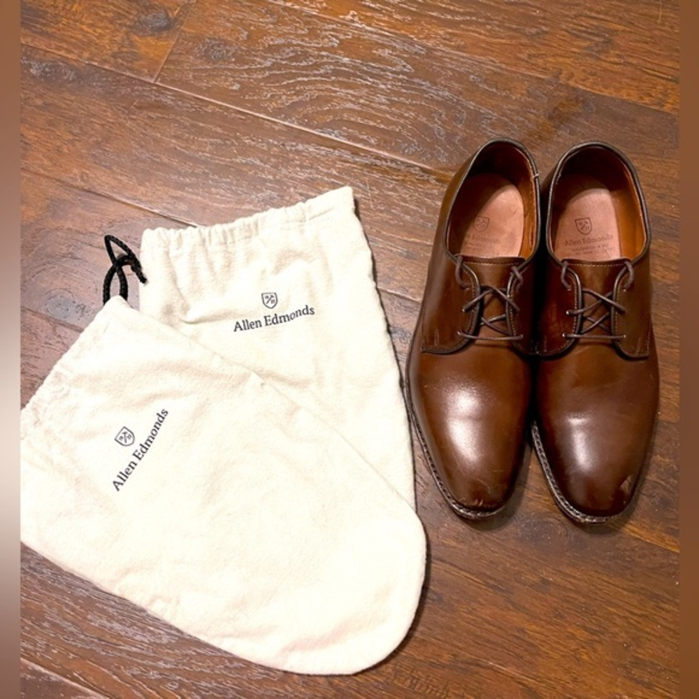 Allen Edmonds Kenilworth Dress Shoes Size 8.5 Men’s Brown Calf Plain Toe Blucher